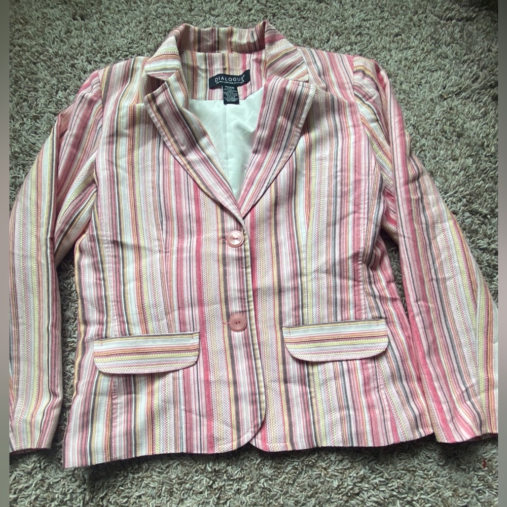 Dialogues pink striped blazer jacket